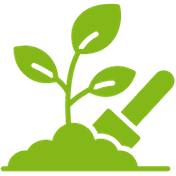 Icon Pflanze und Schaufel in einem Beet